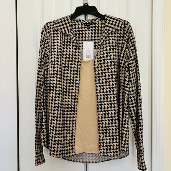 The Limited Houndstooth Blouse in Beige/Black (XL) New With Tags - Picture 4 of 10